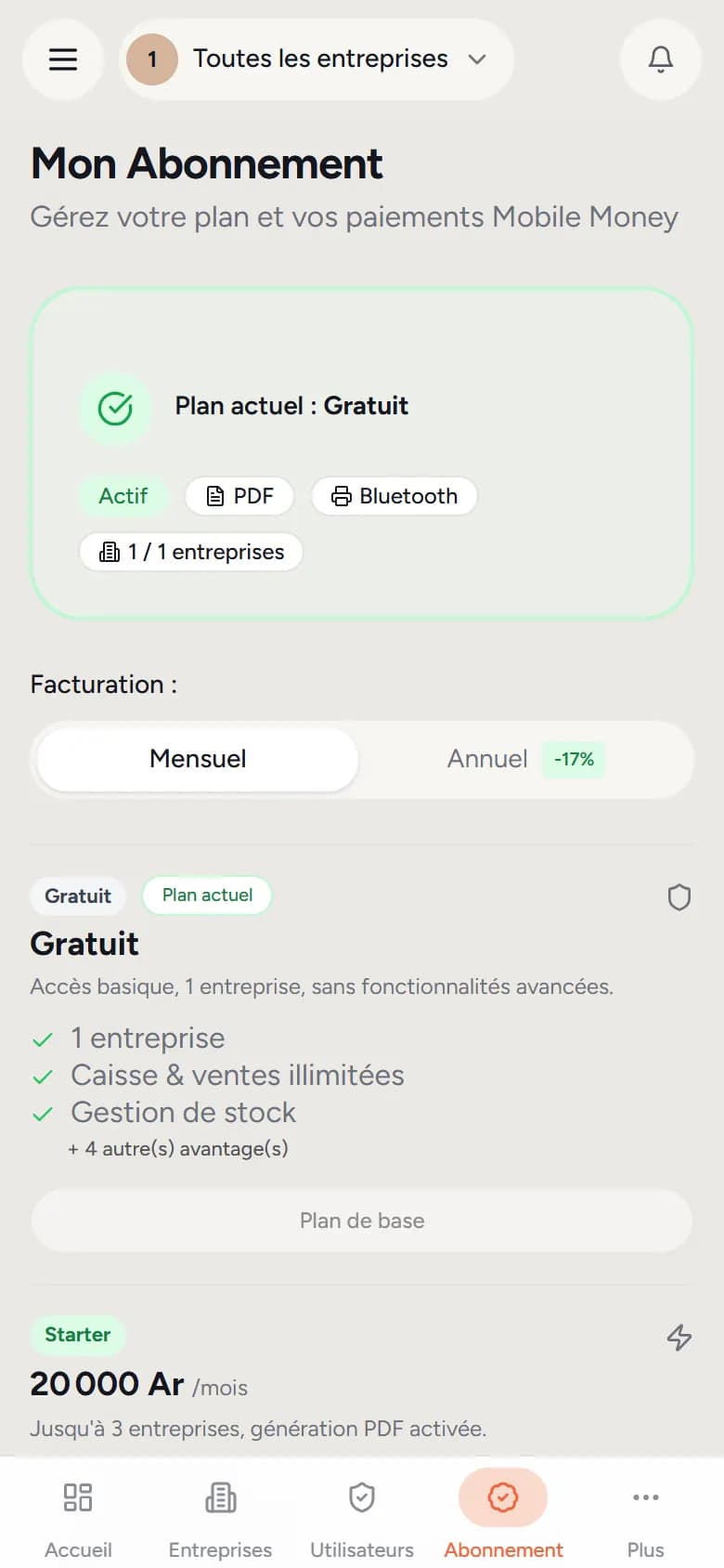 Abonnement sur téléphone