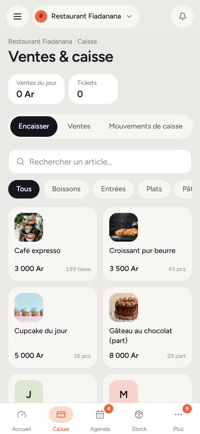 Grille des articles sur téléphone