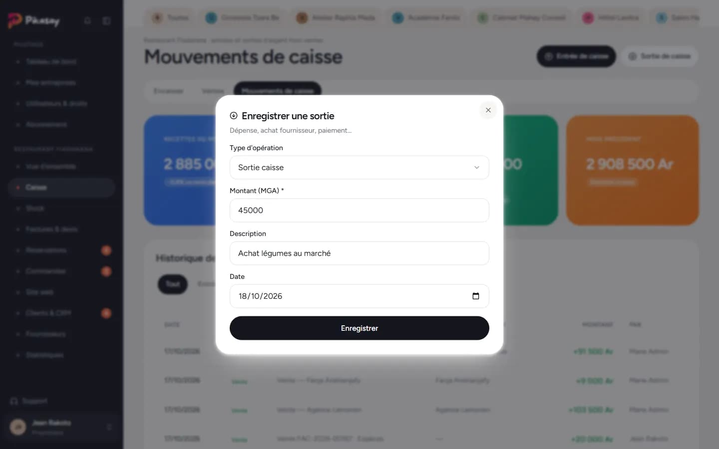 Fenêtre Enregistrer une sortie