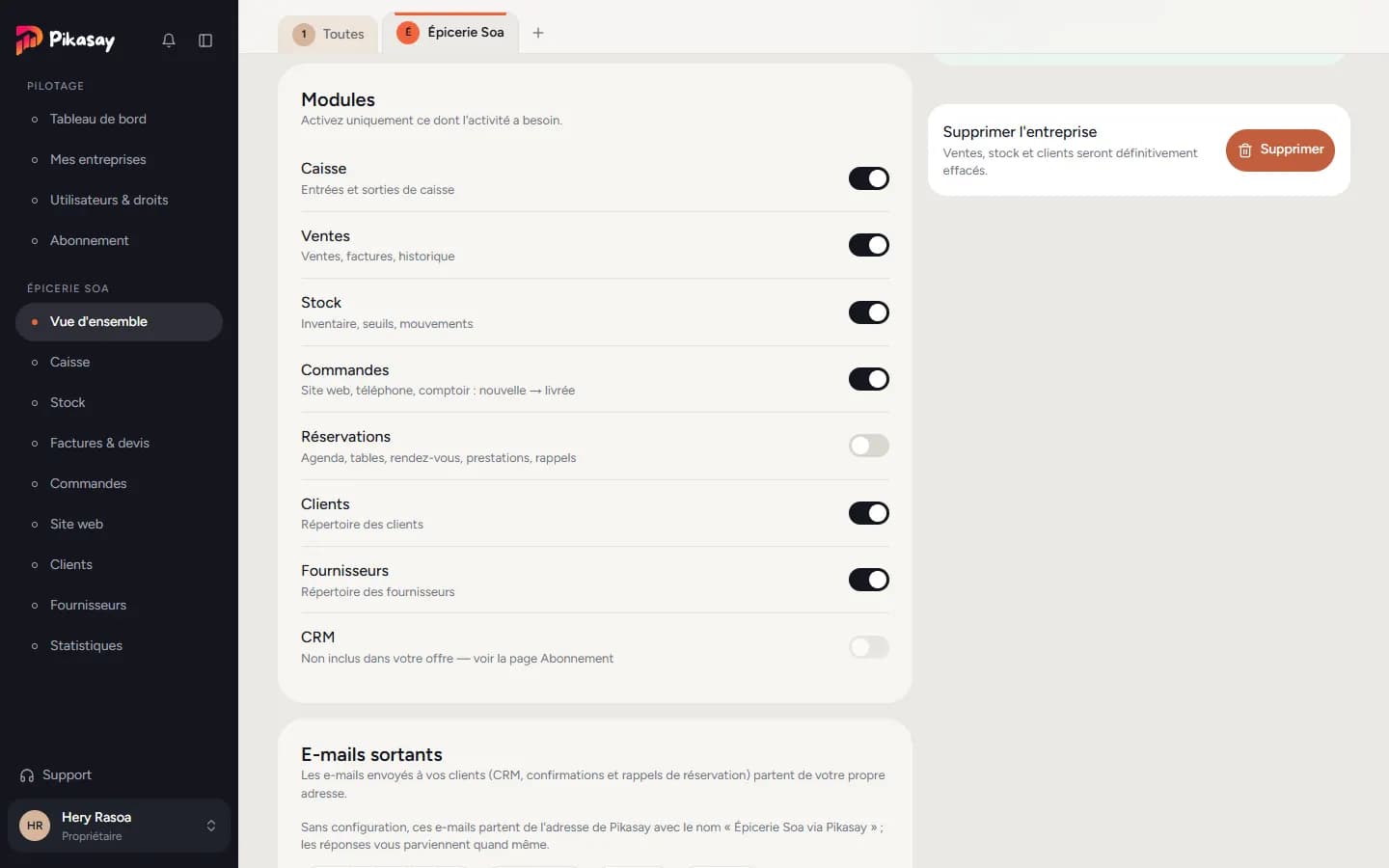 Carte Modules avec les interrupteurs