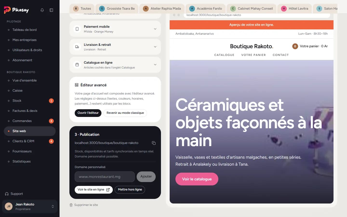 Cartes Éditeur avancé et Publication