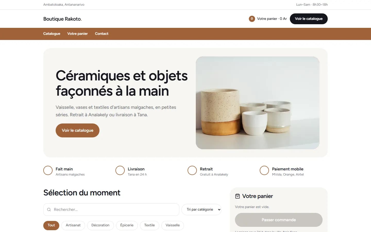 Site public d'une boutique sur ordinateur