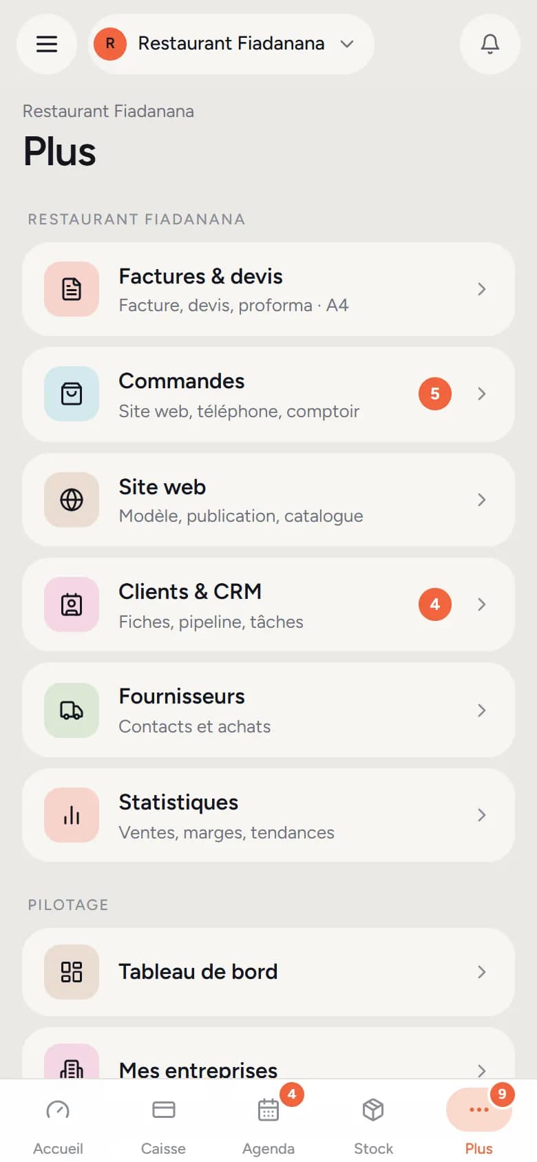 Écran Plus sur téléphone